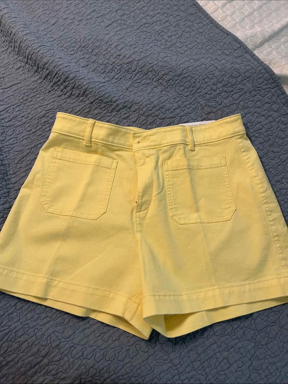 LOFT Bright Yellow High-Waist Cotton Shorts